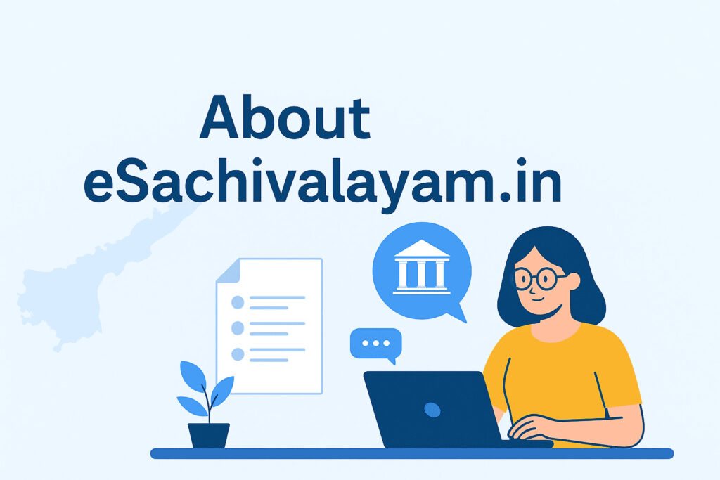 About eSachivalayam.in illustration showing online government services
