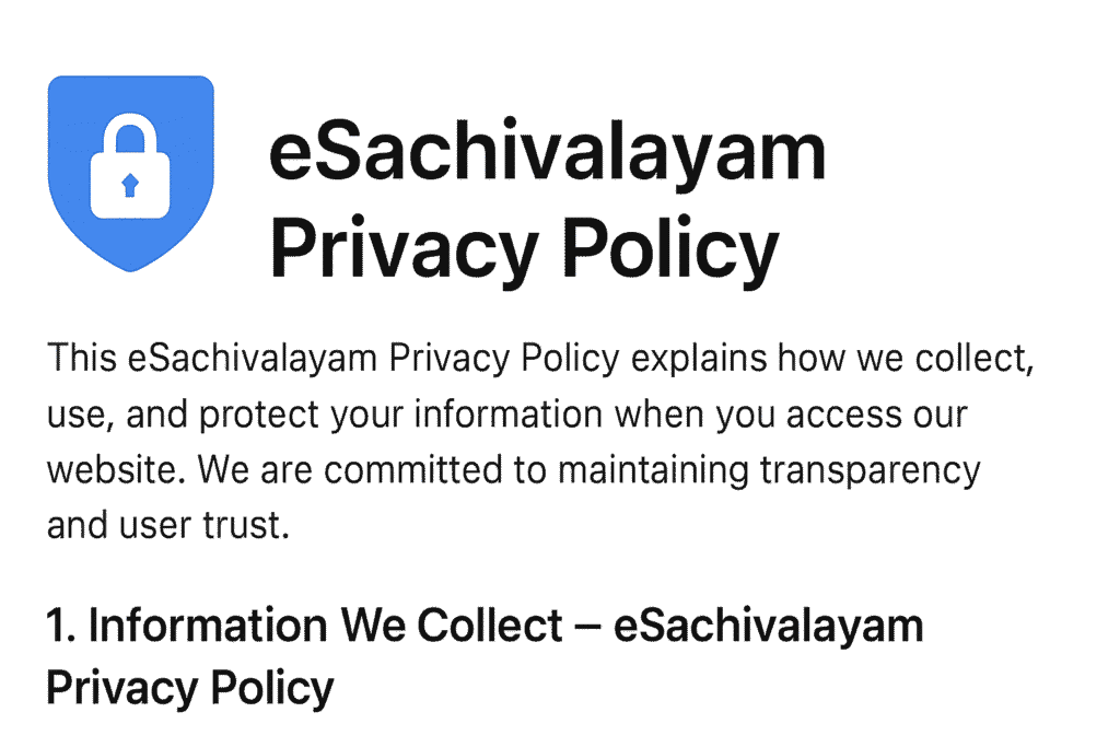 eSachivalayam Privacy Policy – Data protection and user privacy illustration