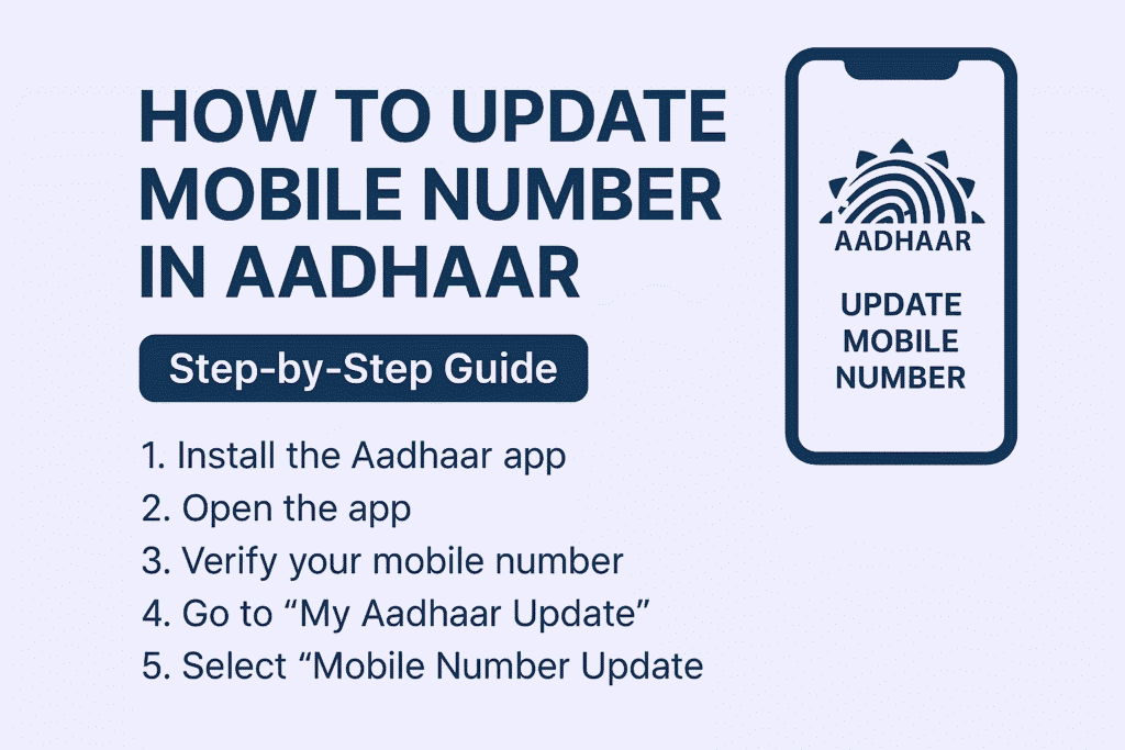 Aadhaar mobile number update online via Aadhaar App step by step process