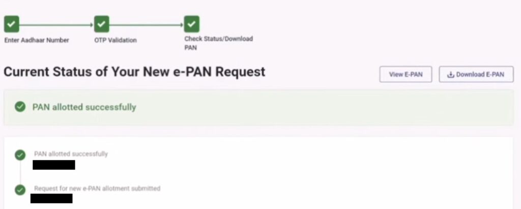 Download e-PAN PDF from Income Tax e-Filing website