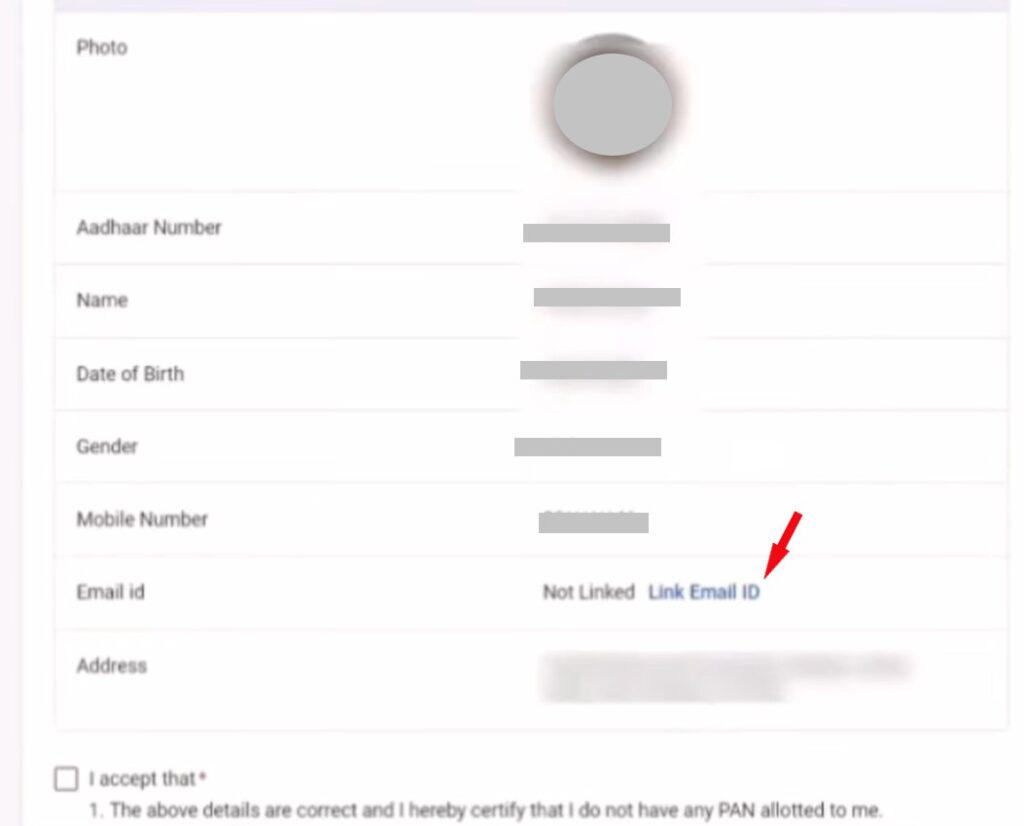 Email ID validation using OTP during Aadhaar based e-PAN generation