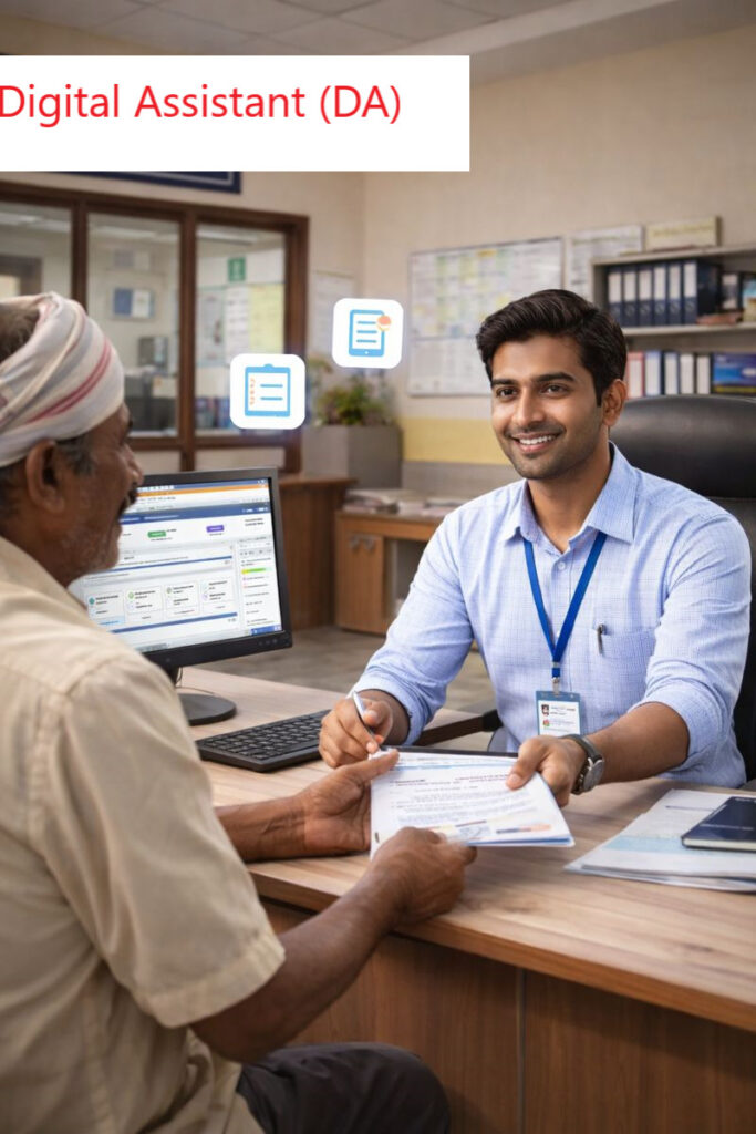 Digital Assistant assisting village farmer at Swarna Gramam in Andhra Pradesh