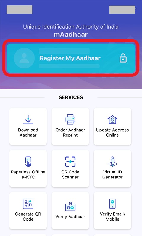 mAadhaar App లో Register My Aadhaar ఆప్షన్ ద్వారా e-Aadhaar Download చేసే విధానం