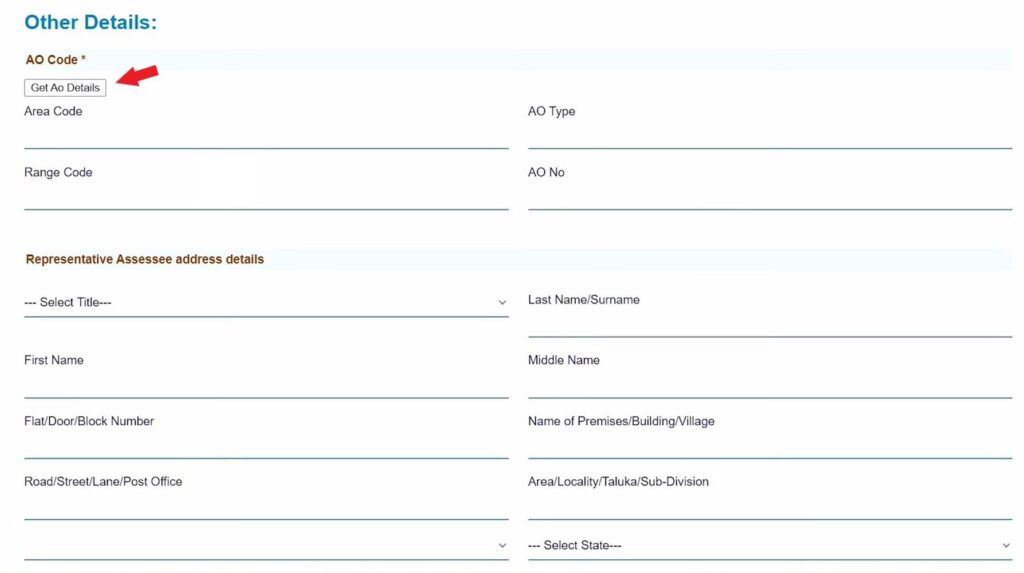 UTI PAN Card Apply Online లో AO Code వివరాలు ఎంపిక చేసే విధానం