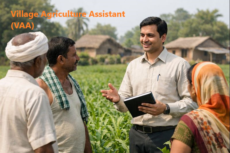Village Agriculture Assistant (VAA) providing agricultural guidance to farmers at village level