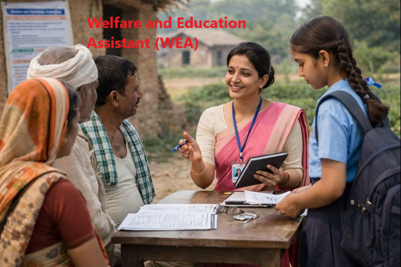 Welfare and Education Assistant (WEA) assisting citizens with welfare and education services at village level