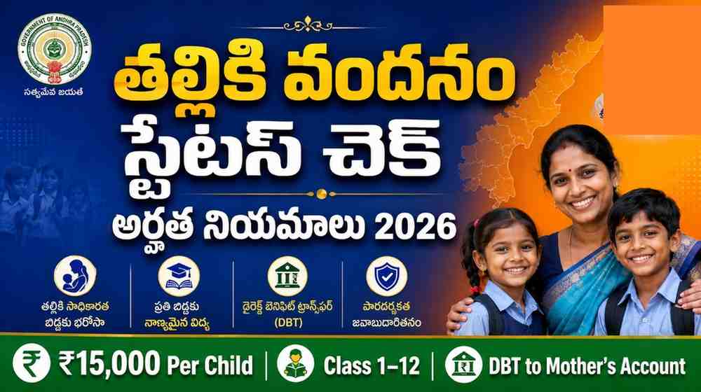 Thalliki Vandanam Status Check 2026 – AP Government Scheme Poster