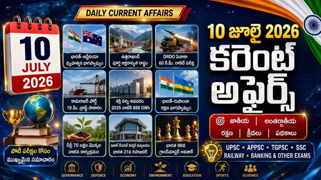 Current Affairs 10 July 2026 Telugu feature image for competitive exams