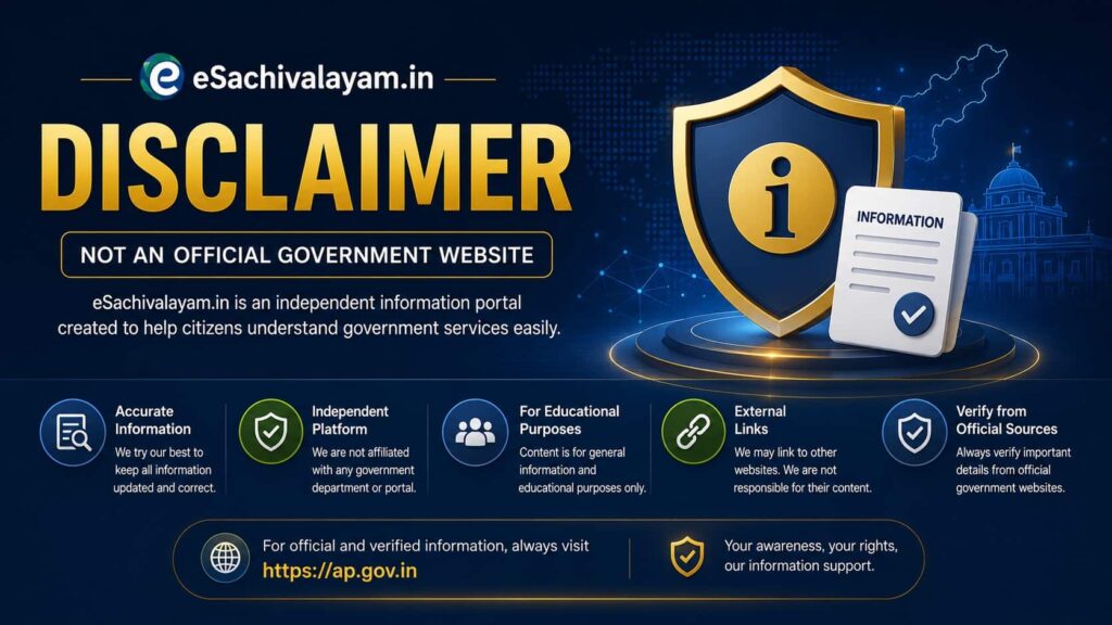 eSachivalayam.in provides educational information about AP Government services and is not an official government website.